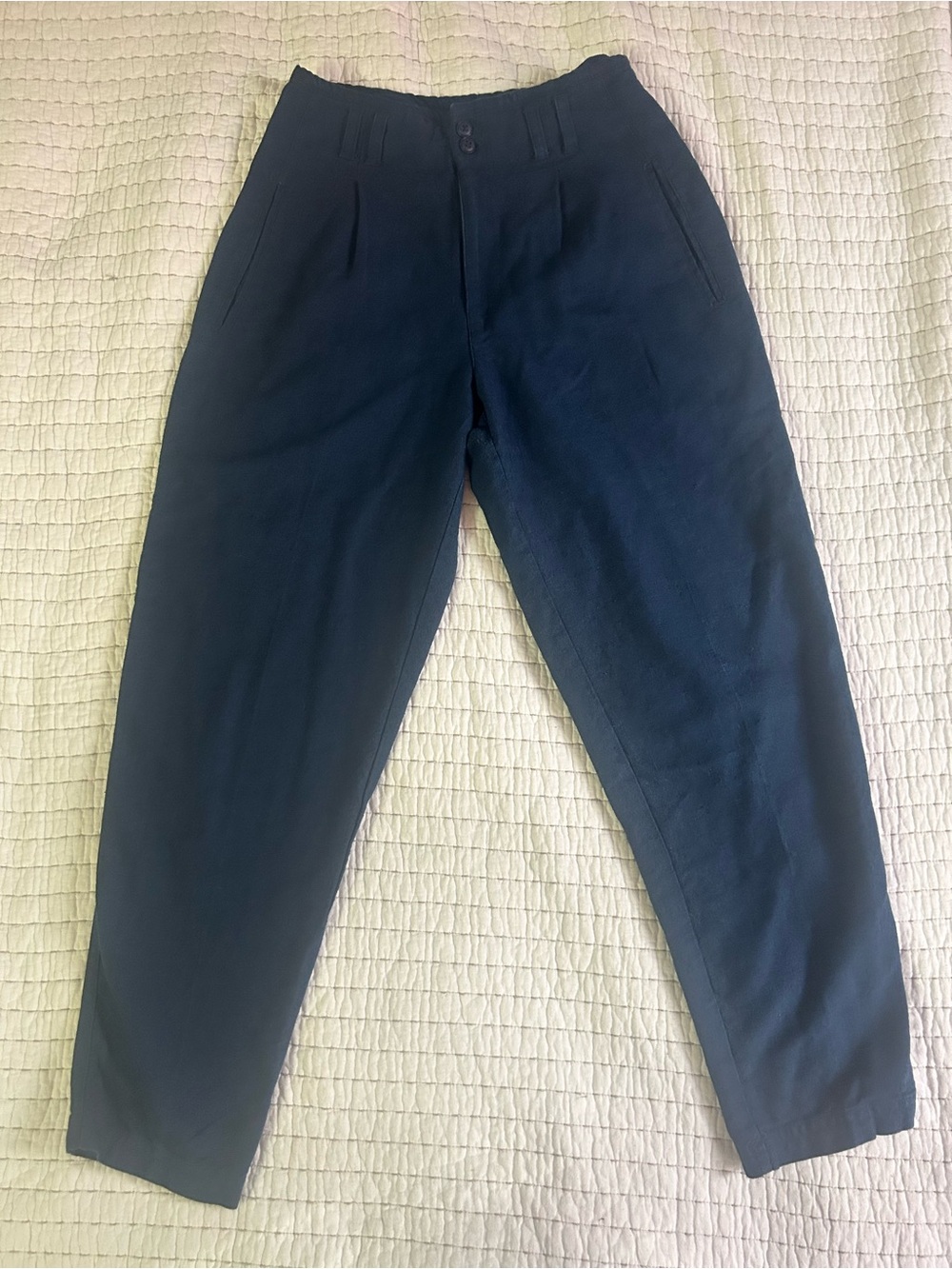 High-Waist Navy Tailored Women’s Trousers